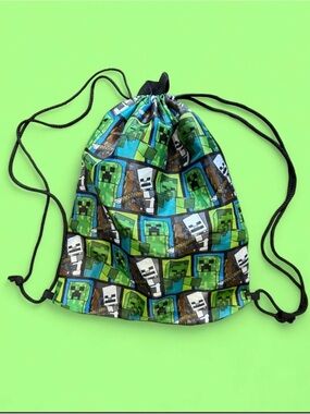 Minecraft Green Pixel Drawstring Backpack
